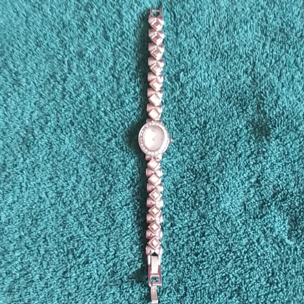 6/$20 Elegant Silver Watch with Diamond Accents